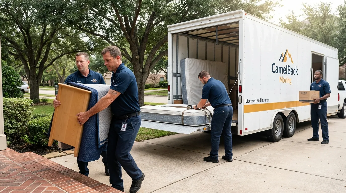 Crew loading residential truck for cross-state move from Iowa Falls, IA