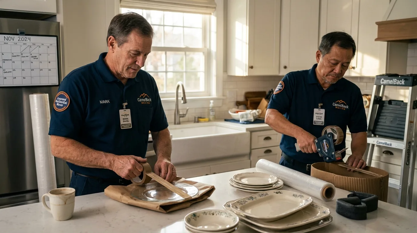 Professional crew packing kitchen dishware in Iowa Falls, IA